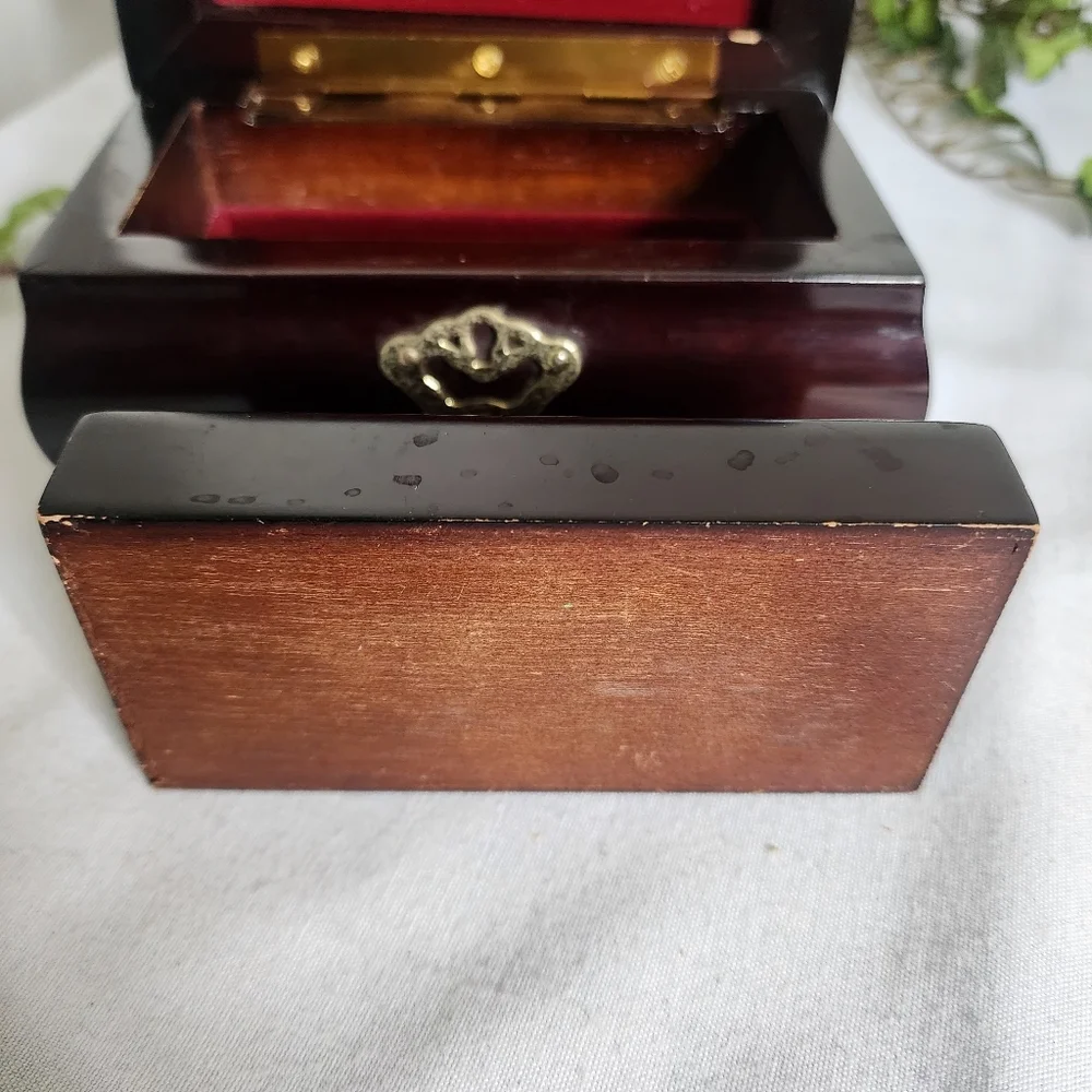 Vintage Mahogany Jewelry Box Made in Korea
